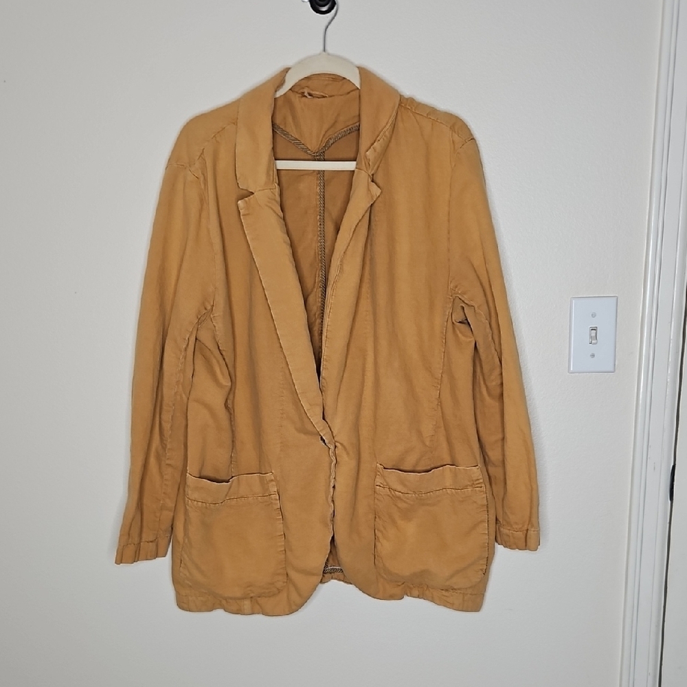 Free People Mustard Yellow Oversized Blazer Jacket